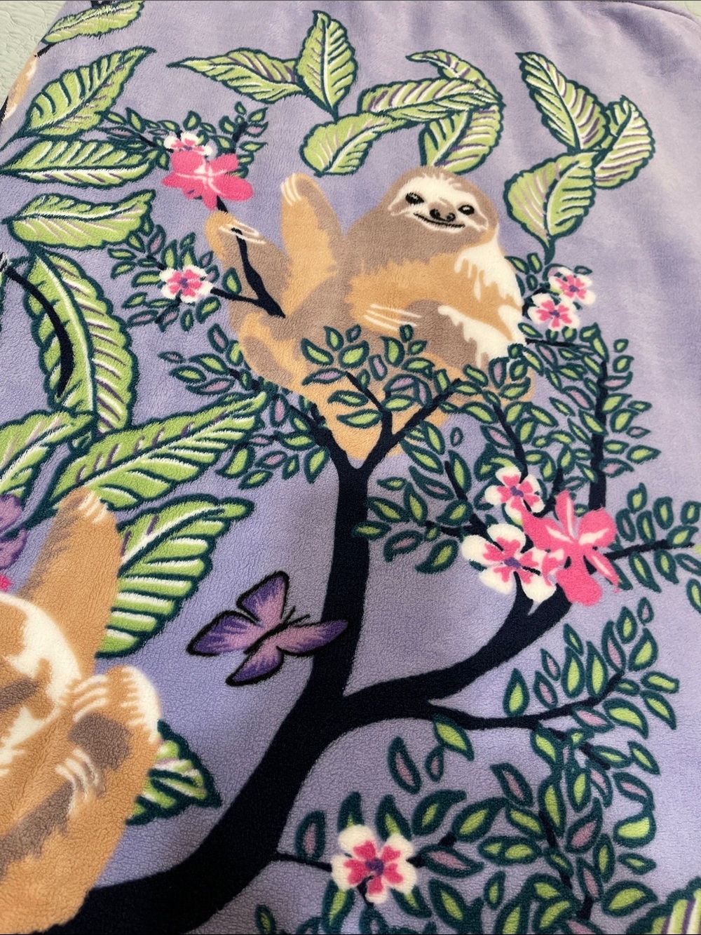 Vera Bradley Light Purple, Sloth Print Throw; 80” X 104”